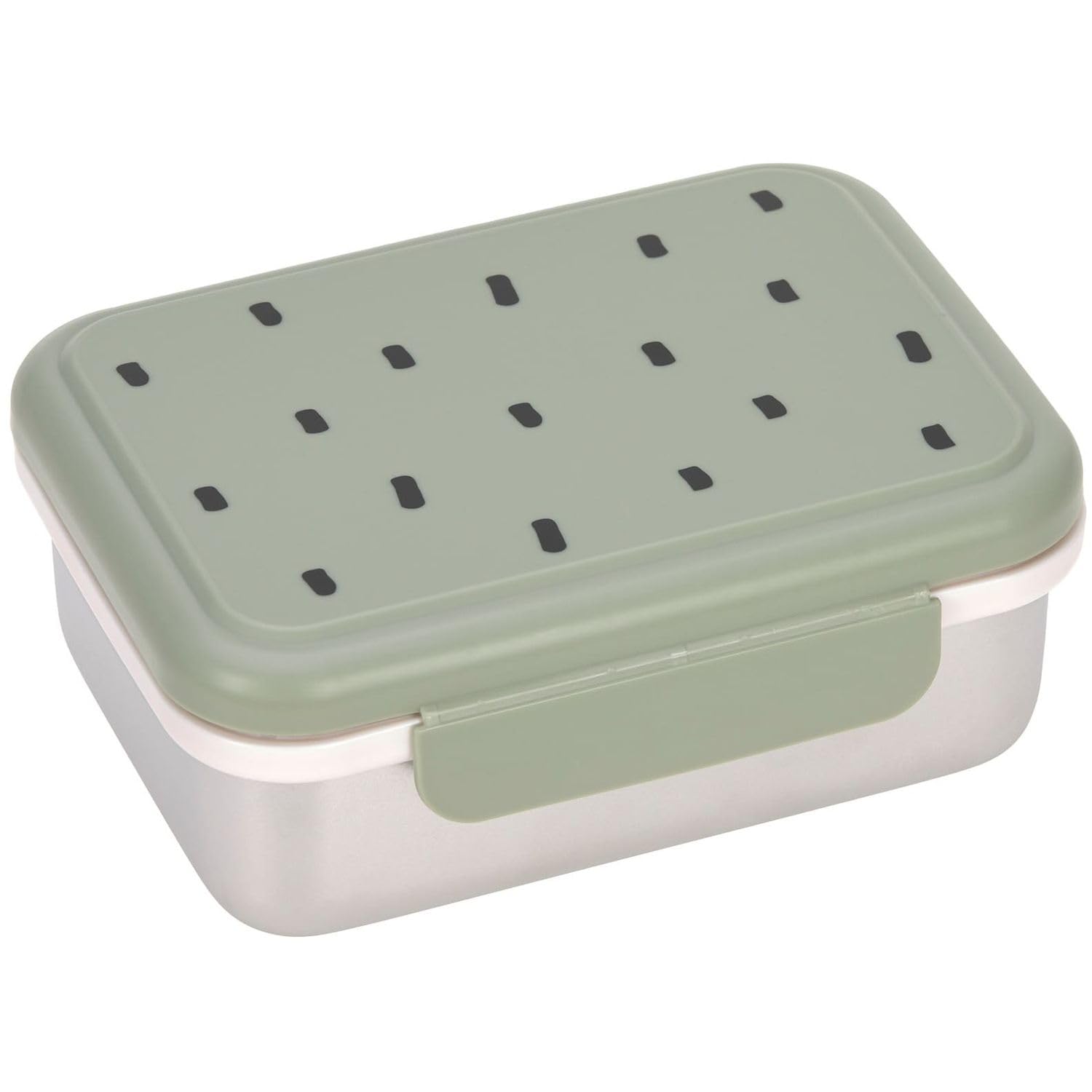 Lässig Kids Bread Box Stainless Steel Lunch Box Durable Kindergarten School/Happy Prints Light Olive — image 1