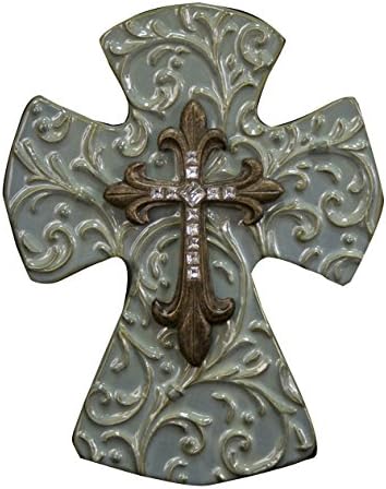 The Faith Collection FC-1050 Turquoise Ceramic and Resin Cross, 10"