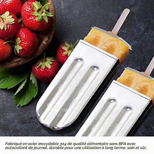 10 Pcs En Acier Inoxydable Crème Glacée Pop Moules Frozen Ice Cream Maker Moule Lolly Popsicle Moule + 100 Pcs Bâton Titulaire(Tête ronde)
