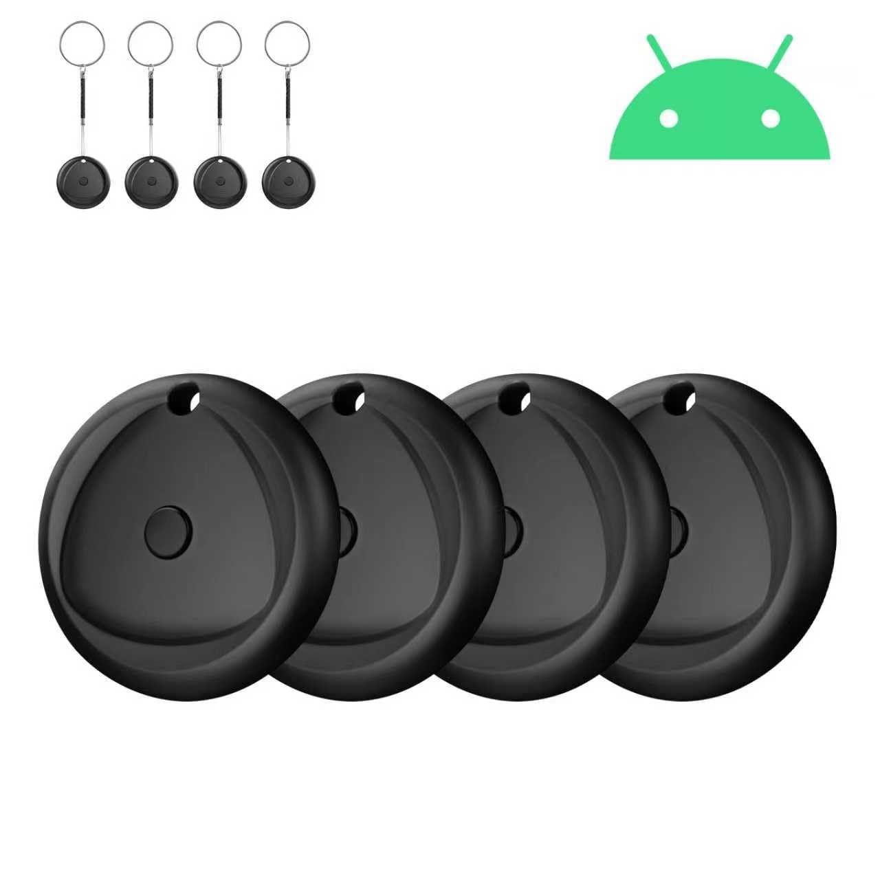 Raykit Tags-4 Pack per Android, Smart Bluetooth Tarcker funziona con Goole Find Hub App (non per iOS o HUAWEI) Cordino protettivo, Trova chiavi e localizzatore oggetti per bagagli, zaini, portafogli