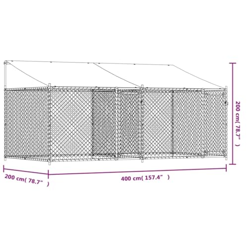 vidaXL Hundekäfig mit Dach und Türen grau 4x2x2m Stahl verzinkt