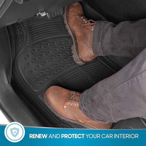 BDK ProLiner Car Floor Mats for Cars Trucks SUV, 3-Piece All-Weather Heavy Duty Rubber Liners with Universal Trimmable Fit, Durable Waterproof Vehicle Auto Floor Mats with Capture Ridges Black by BDK - Image 2