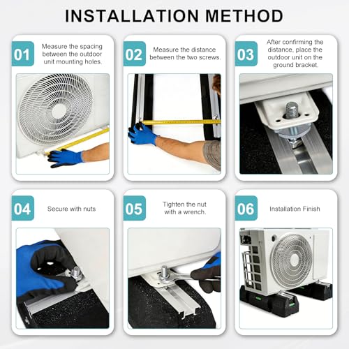 EXLECO 2 x Dämpfungssockel für Wärmepumpe 400mm Dämpfsockel mit Wasserwaage, Gummi Bodenkonsole Klimaanlagen Schwingungsdämpfer, Lüftungsanlagen Antivibrationsfüße UV-beständig Max. Belastbar 320KG
