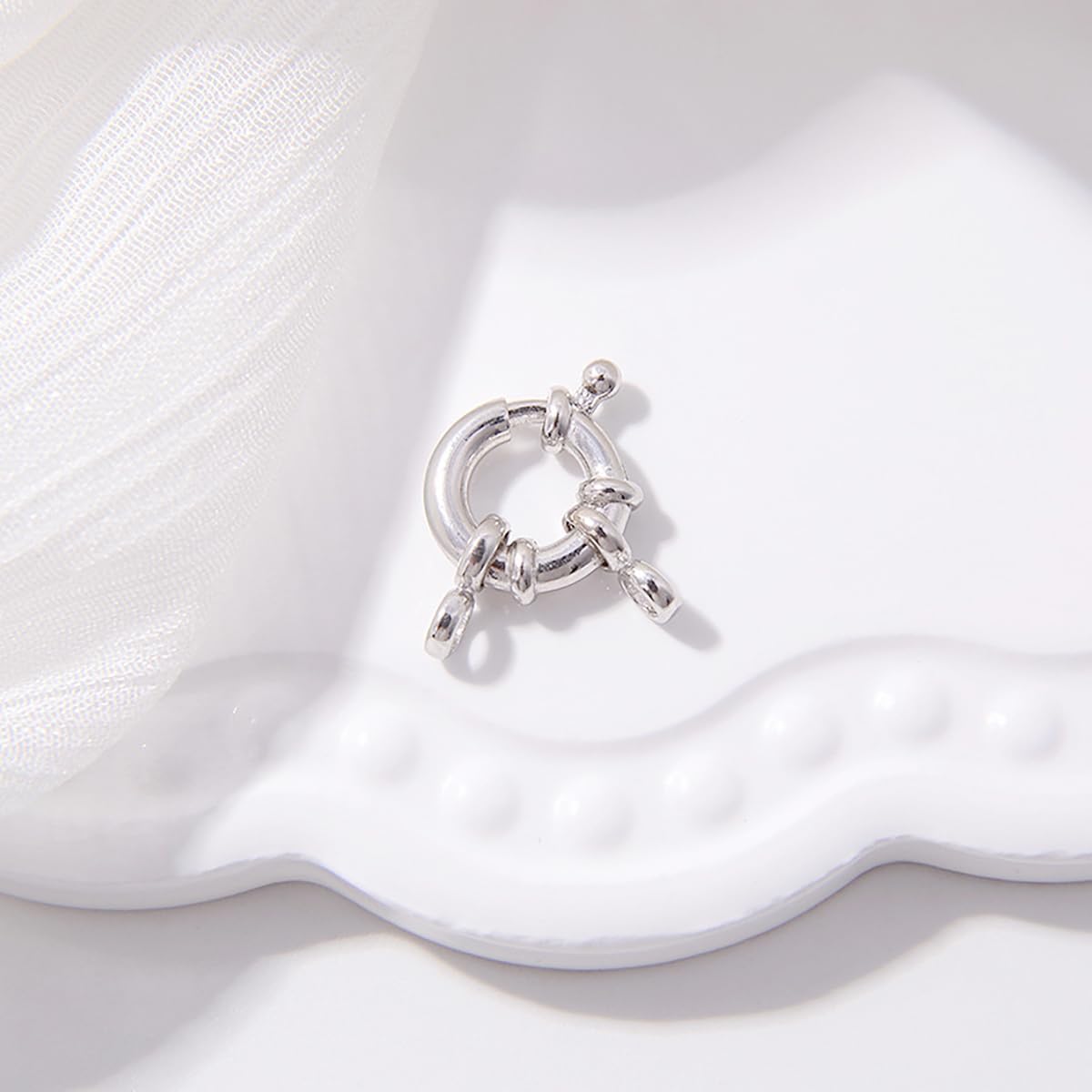 925 Sterling Silver Spring Ring Clasps 14mm Round Closed Ring Clasp Connector Finding for DIY Bracelet Necklace Jewelry Making Craft(Silver Original)
