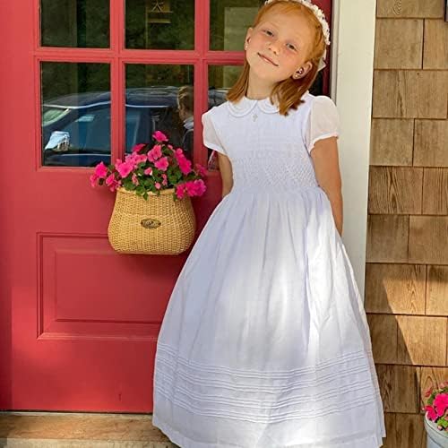 White First Communion Dress Hand Embroidery Smocked Dress Cotton Fabric2