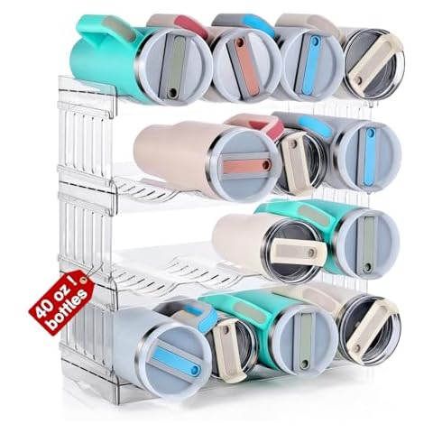 MYJIE [4 Tier] Water Bottle Organizer for Stanley - Stackable Water Bottle Holder for Stanley 40 30 20 Oz Tumbler Cups,Pantry Kitchen Organizers and Storage for Cabinet Stanley Cup Accessories Cover