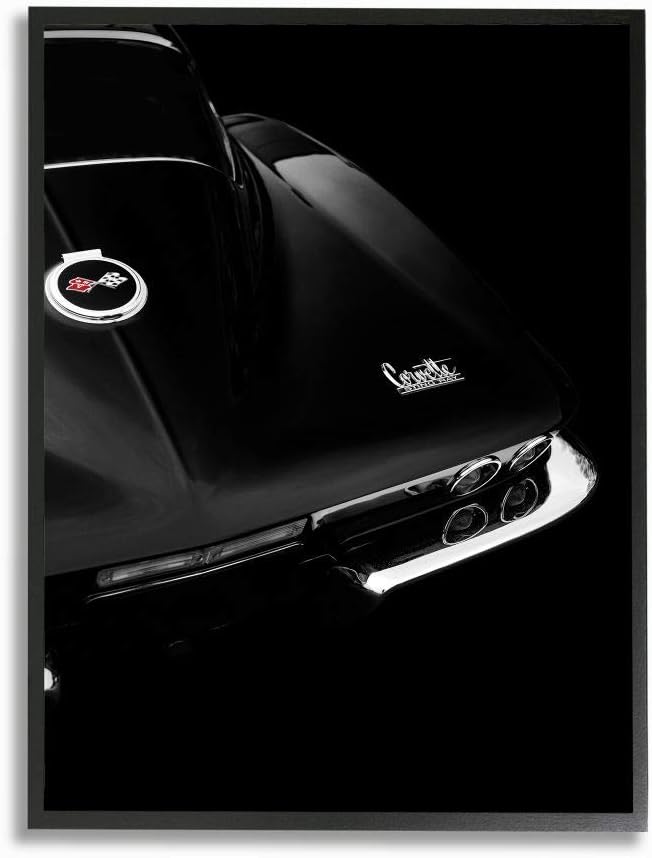 Stupell Industries Vintage Sports Car Black Silver Minimal Photograph