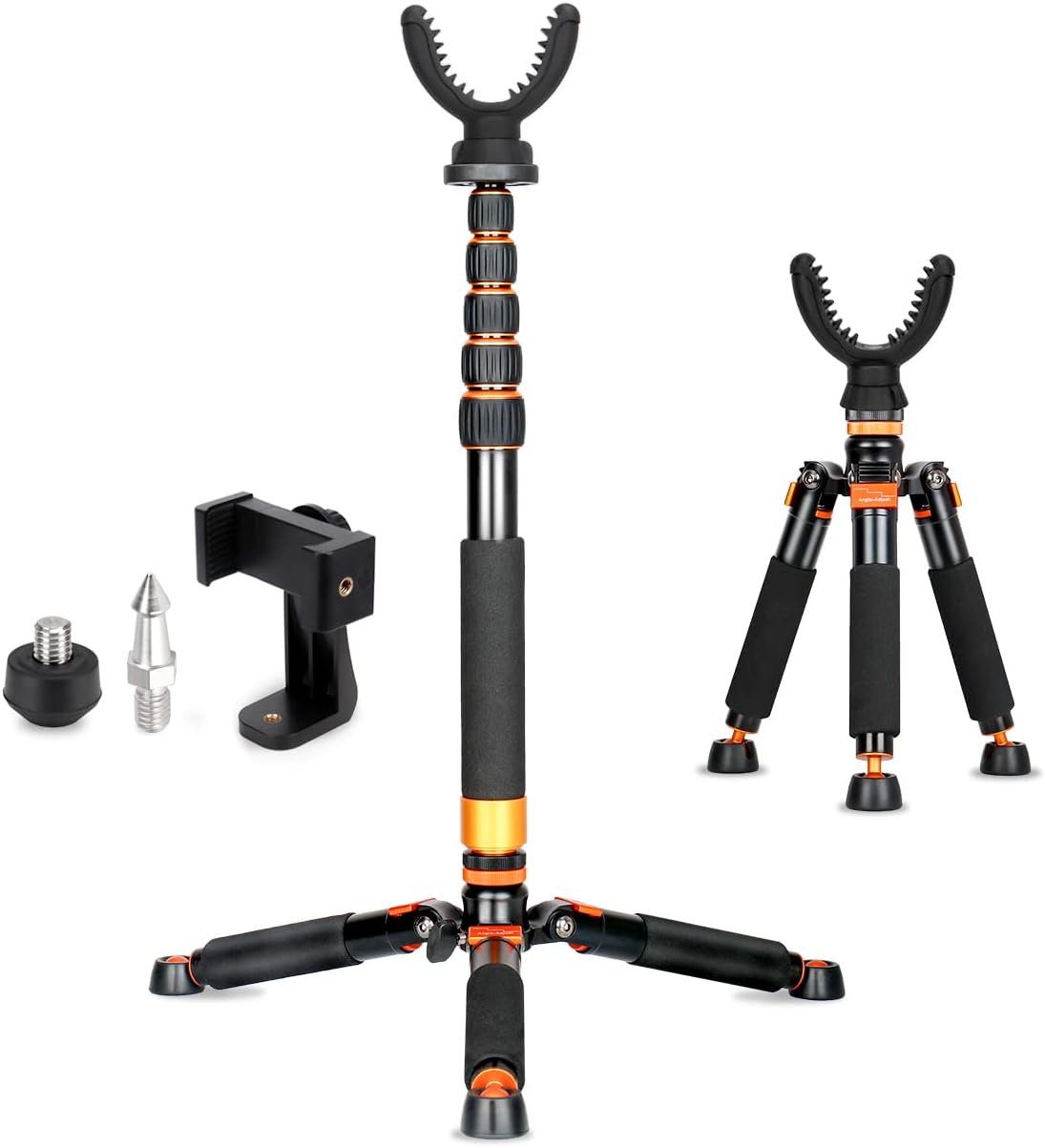 Aluminum Hunting Monopod – 21″-67″ Shooting Tripod Stand with 360 Rotating V Yoke Head for Rifle, Outdoors