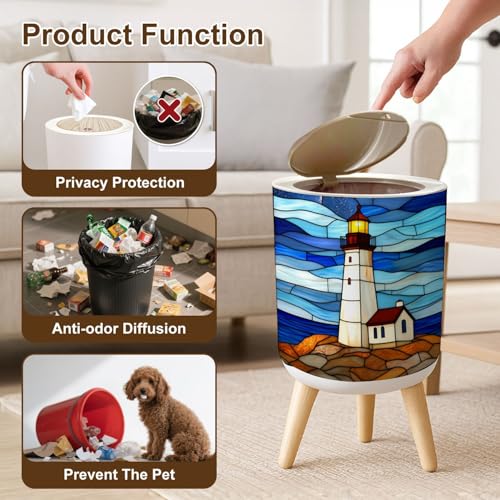 Caneca de basura pequeña con tapa y pie 7L miniatura 6