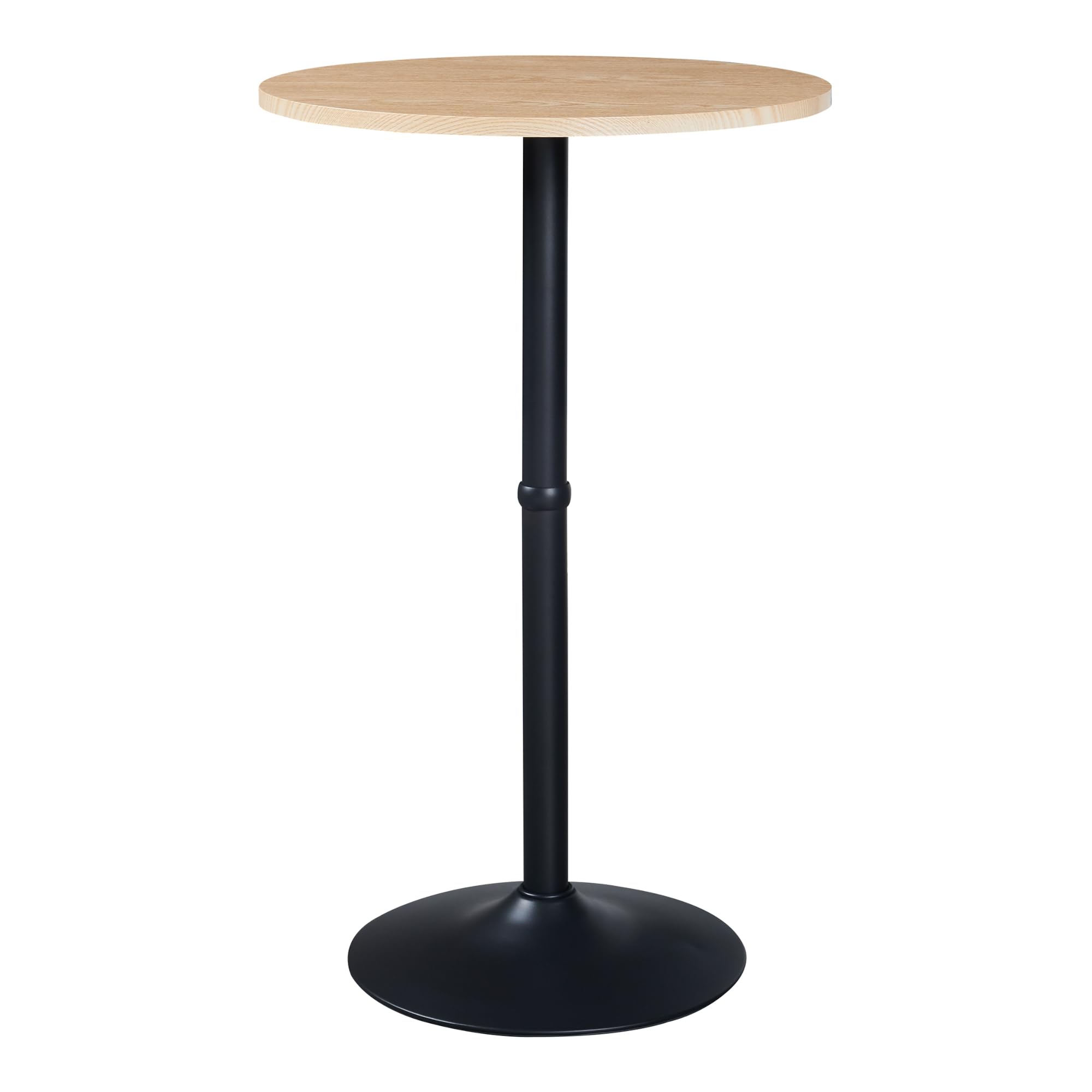 [en.casa] Mesa de Bar Bistró Vantaa con Tablero Redondo Mesa Alta con Base Redonda Acero 100 x Ø 60 cm - Efecto Roble y Negro