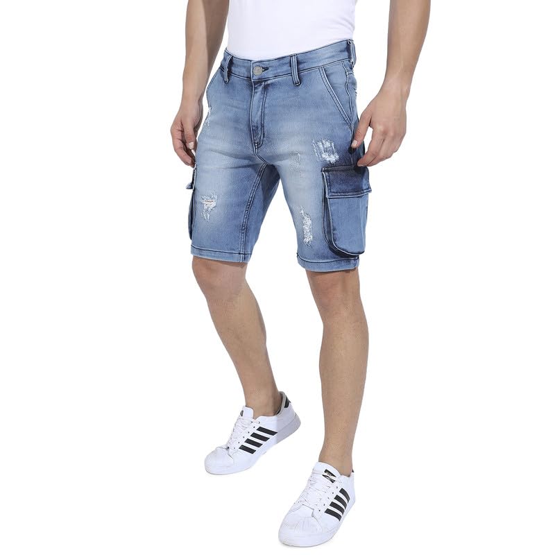 cahoot Men's Denim Shorts for Casual Wear | Dark-Wash | Regular Fit | Button Closure | Cotton Denim Shorts Crafted with Comfort Fit for Everyday Wear-picture-40