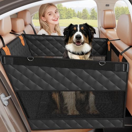 Smatto Dog Car Seat for Large Medium Dogs, Back Seat Extender for Pets with Hard Bottom, Strong...