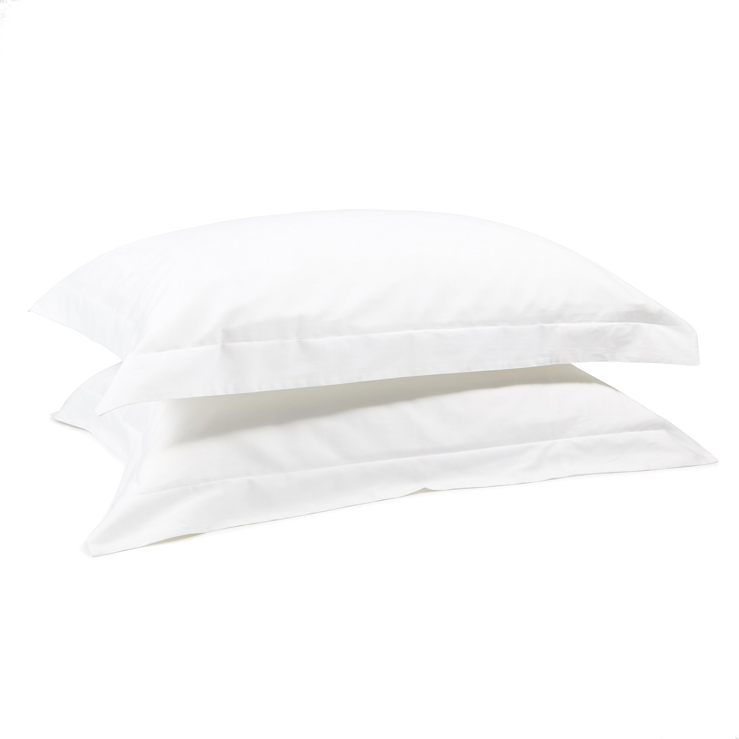 Luxury 100% Organic Cotton Edged Pillowcases | Oxford Border Pillow cases 50 x 75cm | Luxurious Hotel Quality Pure Cotton | Percale or Sateen Finish | White - Cool & Crisp