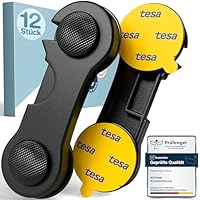 MUTKIND® 12 Stück Kindersicherung Schrank (Mit Kleber von TESA) - Extra Starker Halt - Schranksicherung Baby - Schubladensicherung für Schränke, Kühlschrank, Türen - Kindersicherung Schubladen Schwarz