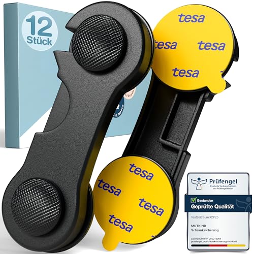 MUTKIND® 12x Kindersicherung Schrank (Mit Kleber von TESA) - Extra Starker...