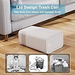 N. NETDOT 3 Pack 10L / 2.6 Gallon Small Trash Can with Lid, Bathroom Garbage Can with Pop-Up Lid, Waste Basket for Bathroom, Kitchen, Bedroom, Powder Room, Craft Room, Office, College (Off White) - Image 5
