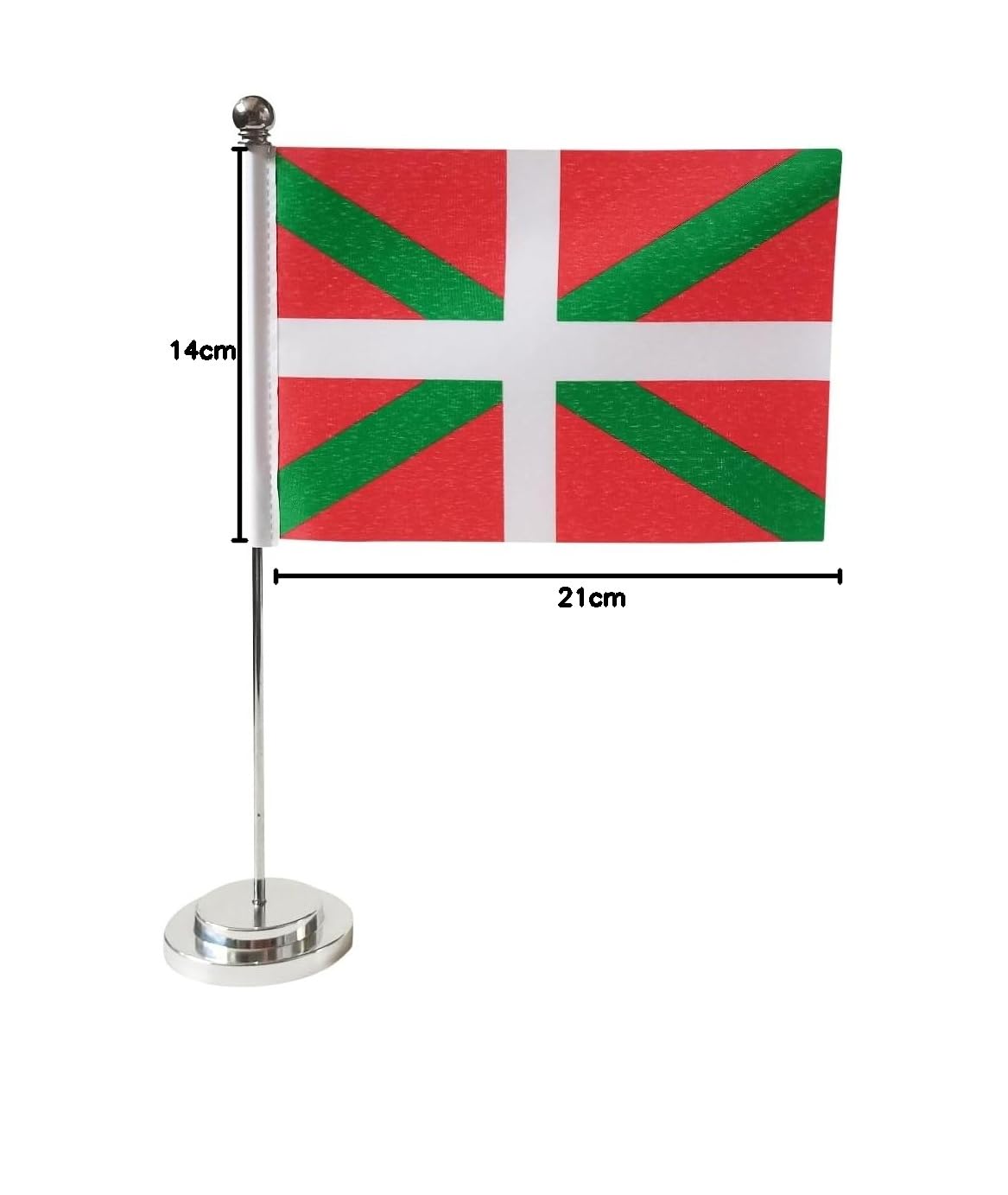 Drapeau de table Pays Basque 21 x 14 cm Mât et socle en acier