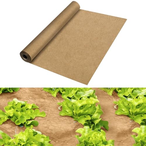 Vecacosic Biodegradable Paper Weed Barrier Roll Thickened Tear Resistance Garden Weed Barrier Heavy Duty Garden Paper Weed Control Landscape Paper Mulch Weed Mat for Outdoor Garden Lawn (3 x 100 FT)