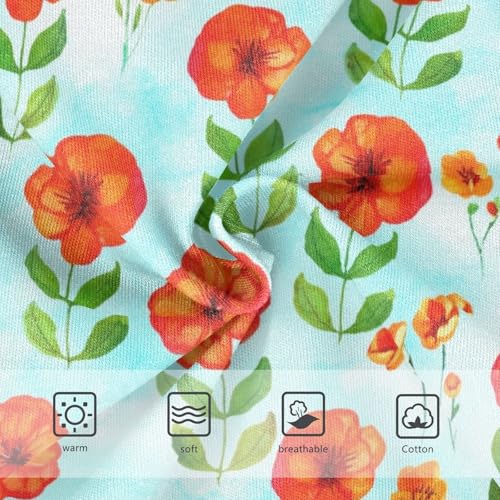 Joisal Watercolor Red Flowers Blue Little Girl Panties Toddler Girls Underwear Cotton Bright Kids Undies Briefs 2t3