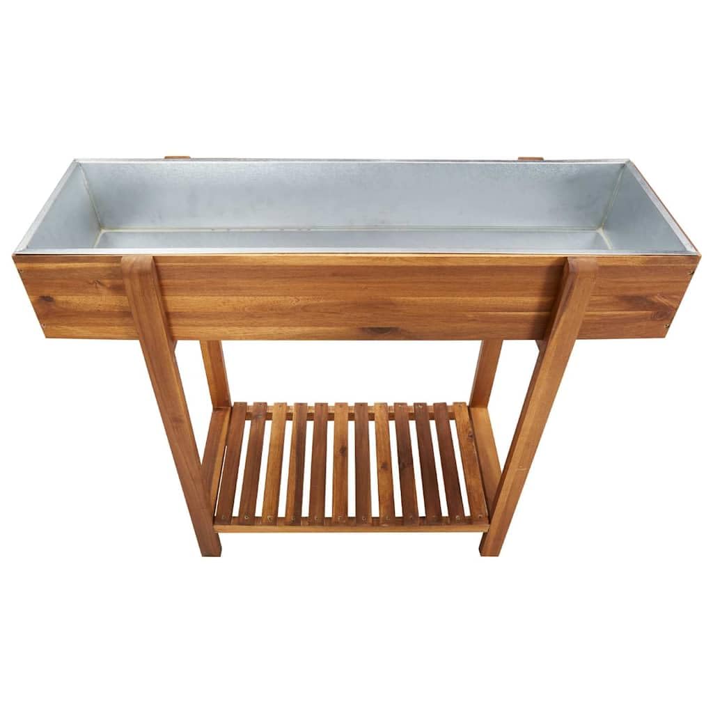 Jardinière en bois d'acacia lit surélevé avec étagère de jardin pour balcon