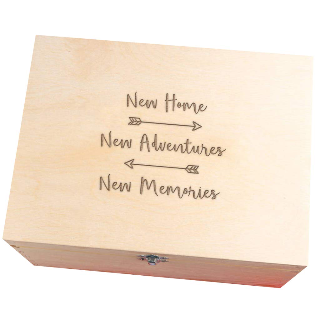 Dust and Things Engraved New Home Memory Box - Housewarming emigrating gifts ideas - For couples friends families women her- Wooden keepsake box