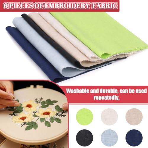 Image of Hilitchi 79Pcs Embroidery Kit Includes 9.8 inch x 9.8 inch Square Embroidery Fabric 4 Size Bamboo Circle Cross Stitch Ring 50 Color Embroidery Thread Pens Needle Needle Threader Scissors for DIY Craft