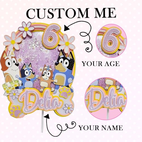 Personalized 3D Glitter Cartoon Cake Toppers