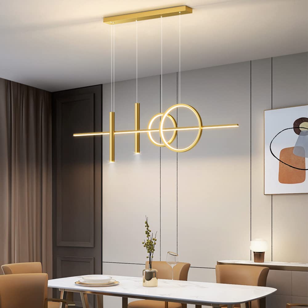 Hanglamp voor eettafel, led-hanglamp, dimbaar, met afstandsbediening, in hoogte verstelbaar, kroonluchter, lamp voor woonkamer, eetkamer, keuken, kantoor ( wit, lengte: 100 cm