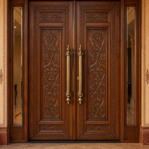 Image of GLOXY Premium Antique 24 inch Vintage Royal Taj Main Door Handle with 18.5 inch Hole-to-Hole Spacing - Decorative Push & Pull Aluminium Handle for Wooden & Glass Doors - Ideal for Homes, Restaurants & Villas