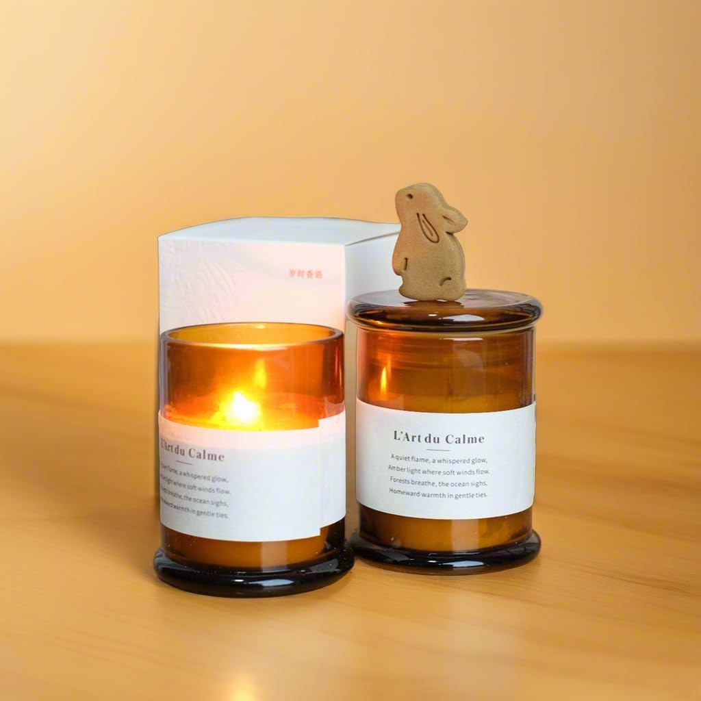 Royal Home Luxury Scented Candle with Wooden Wick in Artistic Glass Jar and Valu…