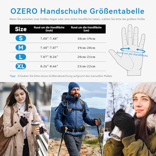 OZERO Damen Winterhandschuhe, Fingerlose Thermo Fahrradhandschuhe Reithandschuhe Motorradhandschuhe, Schwarz, M
