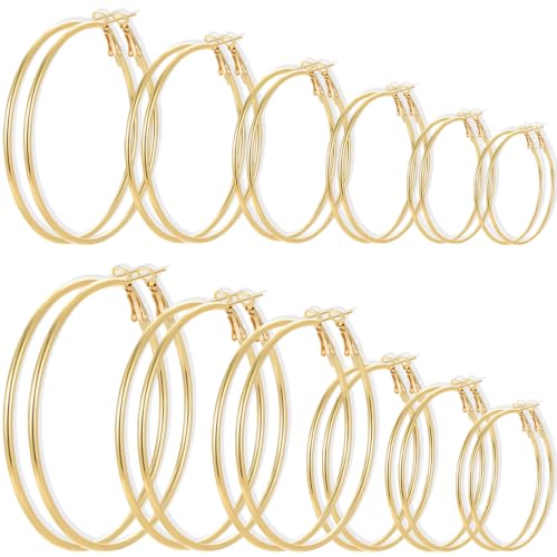 12 Pairs 14K Gold Plated Hoop Earrings for Women Non Tarnish - image 1