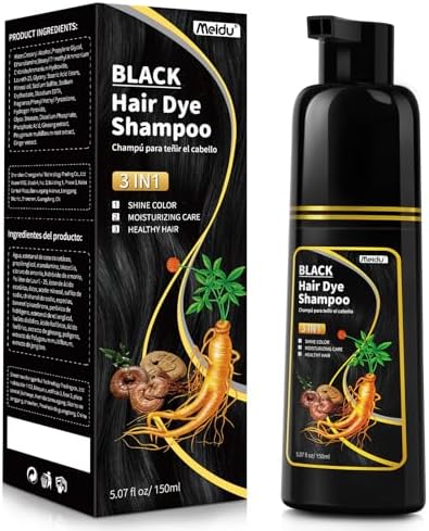 Lazibudgha Black Hair Dye Shampoo, Hair Color Shampoo for Cover Grey Hair, Natural with Herbal Ingredient for Men and Women 150 ML((black)