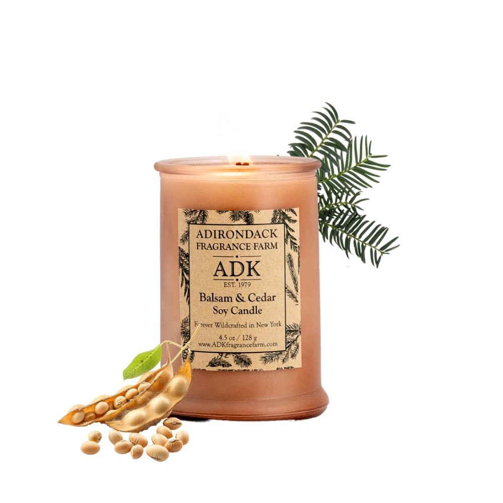 ADK - Vela perfumada de bálsamo y cedro, vela de aromaterapia natural de 4.5 onzas para decoración del hogar y decoración de cocina, velas de cera relajantes a base de plantas para regalo de Navidad