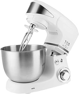 HIZQ Robot Pâtissier Multifonctions,5 L Robot Cuisine,Robot Mixeur Pâtisserie Robot Avec Fouet À Fils, Batteur,Crochet À Pétrin,6 Vitesses Batteur Electrique Avec Fonction Pulse,1000W