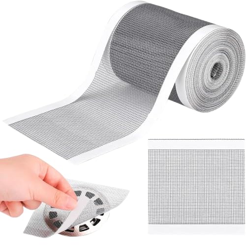 Evilia Ecom Self Adhesive Mesh Roll for Bathroom Drain Kitchen Sink Strainer Disposable Hair Catcher Shower Drain Mesh Stickers Cuttable PVC Mesh Shower Drain Cover Hair Catcher for Any Length