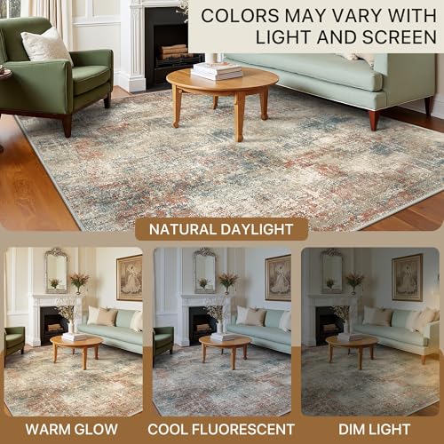 Image of BEIMO Area Rugs 9x12 for Living Room Bedroom, Modern Abstract Machine Washable Rug, Large Soft Low Pile Floor Carpet with Non Slip Backing for Dining Room, Multi