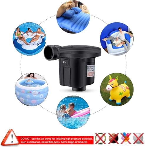 Elektrische Luftpumpe Pumpe mit 3 Luftdüse 2 in 1 Aufblasen und Entleeren Elektropumpe Power Pump für Aufblasbare Luftmatratze Matratze Kissen Bett Boot Schwimmring 5