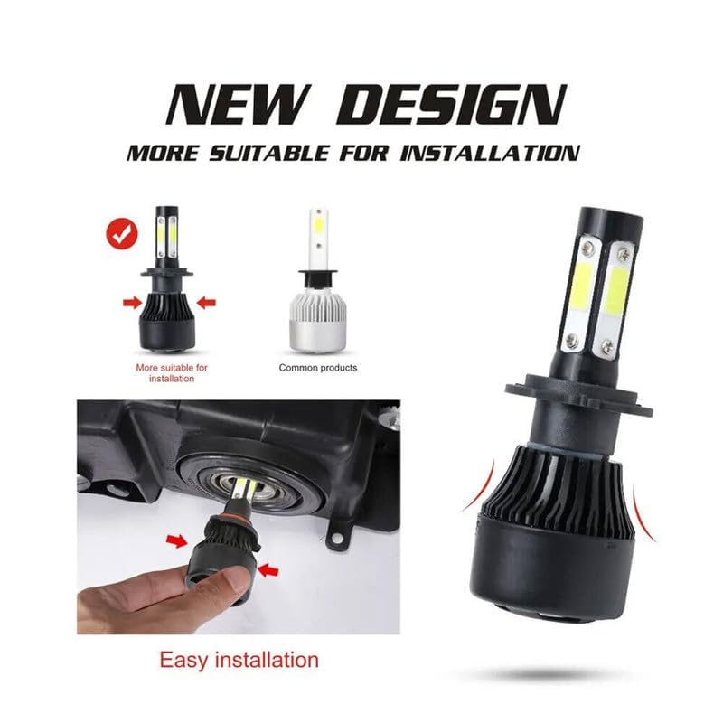Image of 4 Sides H4 9003 HB2 LED Headlight Bulbs Universal For Car, 2x 55W Super Bright 10000LM LED Automotive Headlight Bulbs, Cool White, Auto Conversion Driving Lamp