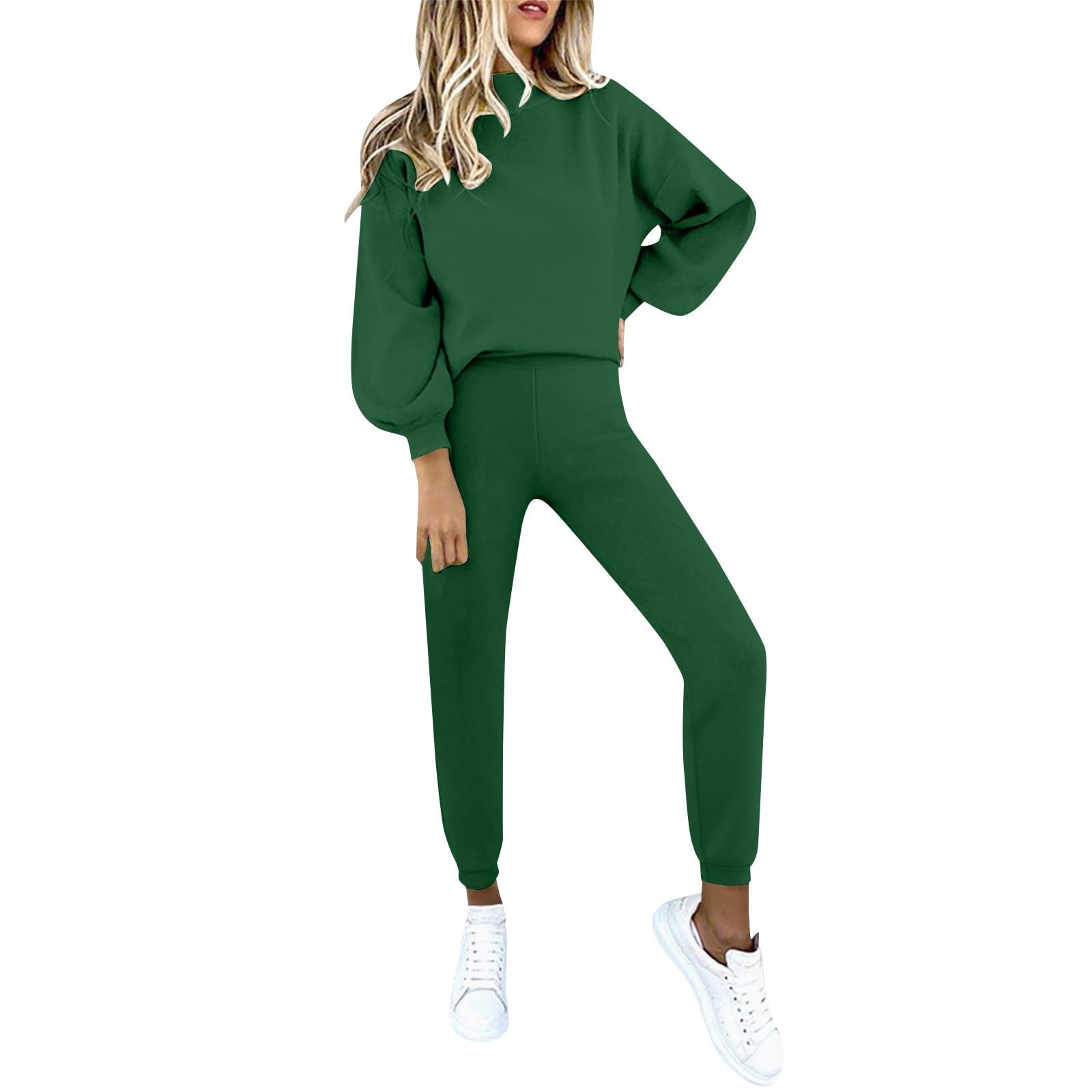 Tuta Da Ginnastica Donna 2 Pezzi Completi Sportiva Manica Lunga Girocollo Tuta Palestra Completo Da Ginnastica Elegante Set Top E Pantaloni a Gamba Larga Tute Per Jogging Yoga Fitness Da Casa Autunno