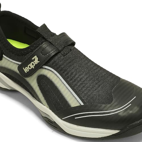 Image of Liberty leap7x NEWRACE-1E Black & Light Grey Sports Non Lacing Walking Shoes for Men