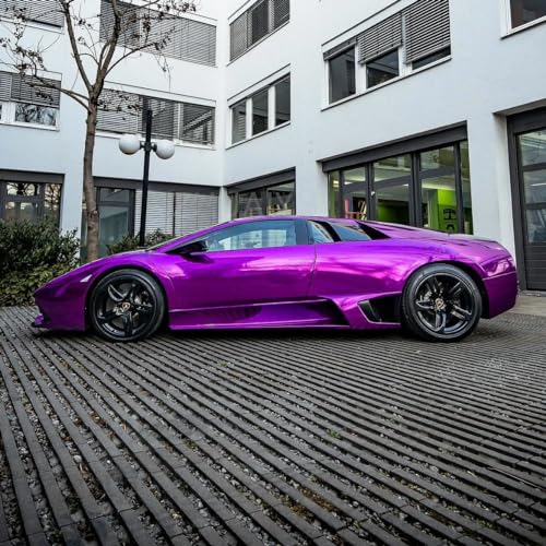 Image of LZLRUN 1FT x 5FT Chrome Mirror Vinyl Wrap Adhesive Car Sticker Decal Film (Purple, 1.64FT x 5FT)