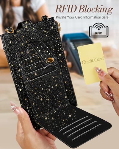 Image of Miss Adola Phone Purse Crossbody Bags for Women - Leather Small Cell Phone Wallet RFID Blocking with Card Slots & Adjustable Strap Cute Designer Aesthetic Cross Body Bags, Sun Moon