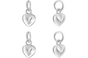 PH PandaHall Mini 925 Sterling Silver Heart Puffed Charms