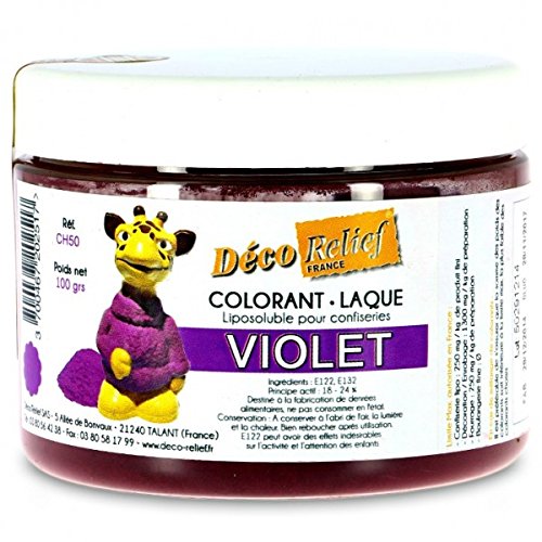 Déco Relief - Colorant Alimentaire Violet 100 g - Colorant Liposoluble en Poudre - Ingrédient Cuisine & Pâtisserie - Pour Crèmes au Beurre, Chocolat,...