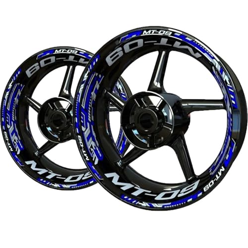 QYGGBD Pegatinas para Llantas Pegatinas Reflectantes para Llantas De Motocicleta para Yamaha MT09 MT 09 MT-09, Calcomanía para Buje De Rueda, Calcomanía para Rueda Juego Completo