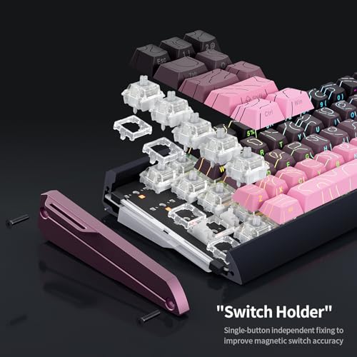 Image of MOLGRIA x SKYLOONG 60% Aluminum Gaming Keyboard, GK68 HE USB Wired Magnetic-Switch RGB Backlit Mechanical Keyboards with South-Facing Print Contour Line Keycap and Knob Multi-Layer Gasket (White)