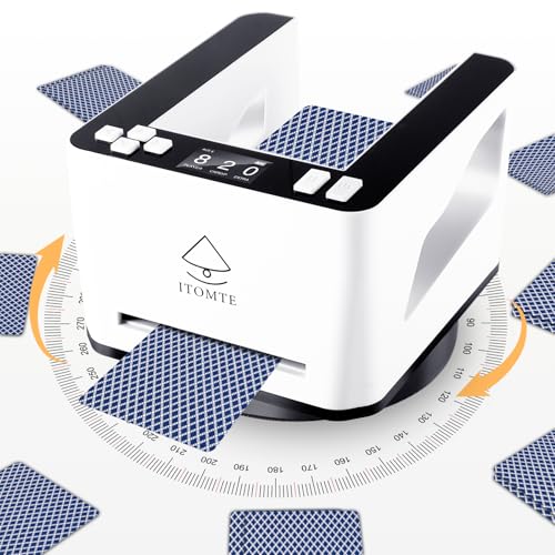 ITOMTE Automatic Card Dealer Machine for 2-8 Players 360° Rotating Rechargeable & Portable Poker Electric Card Deck Dealer Machine for Poker and UNO Card Game