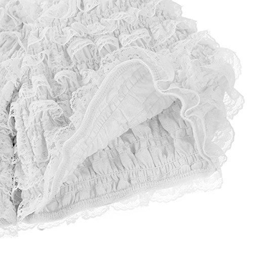 CHICTRY Women's Tiered Ruffles Ruffles Panties Pettipants Bloomers Booty Shorts Sissy Undershorts White Medium - Thumbnail 6