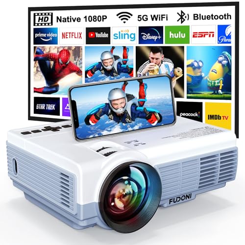 FUDONI WiFi Bluetooth 1080P Projector, 4K Ready